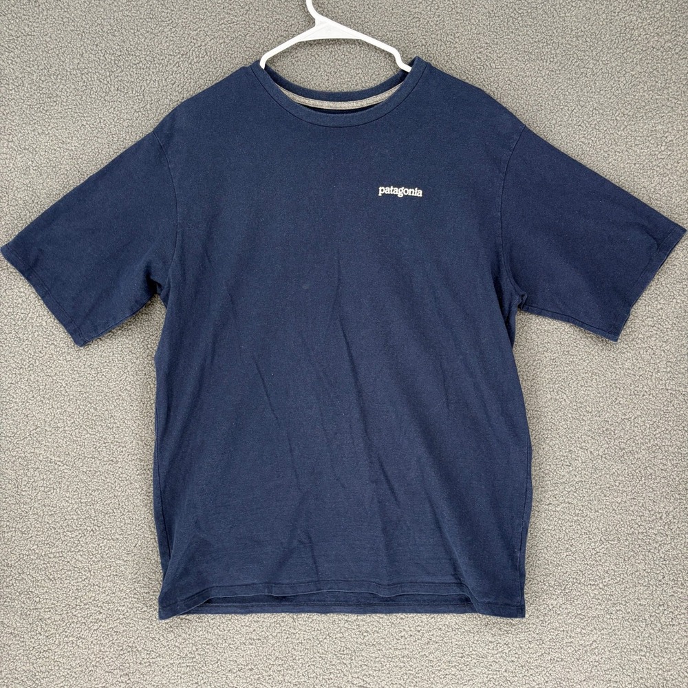 Patagonia Mens Navy Blue Fitz Roy Logo Responsibili-Tee Graphic T-Shirt Large